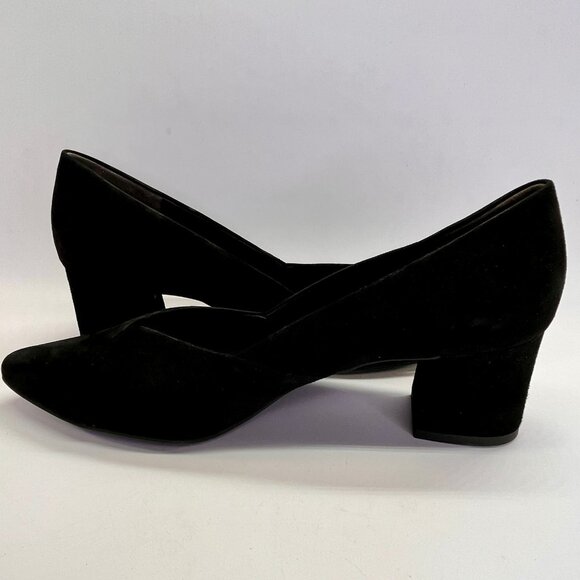 Paul Green Witt Black Suede Pointed Toe Pump Size 5.5 Mid Block Heels - Picture 7 of 16